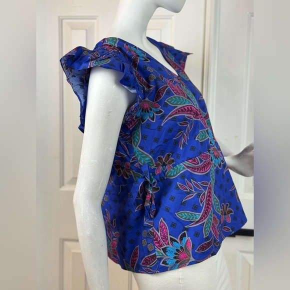 SUGARLIPS Rayanne Indigo Chia Flutter Peplum Top Size XS. E98 - Picture 12 of 14